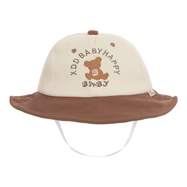 Nón vành cho bé TOP KIDS thêu gấu màu be - nâu 1