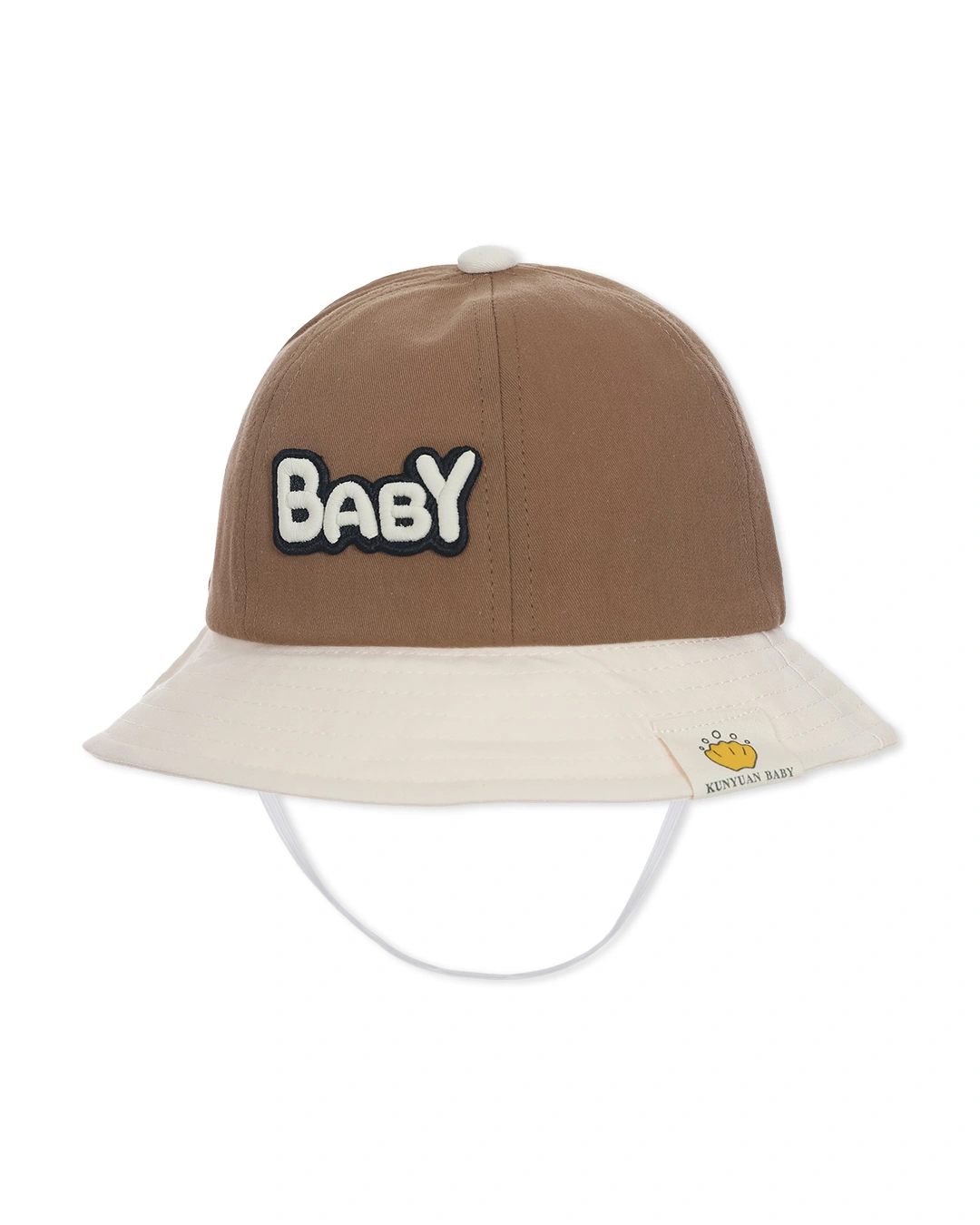 Nón vành cho bé TOP KIDS thêu baby màu da - nâu đậm 2