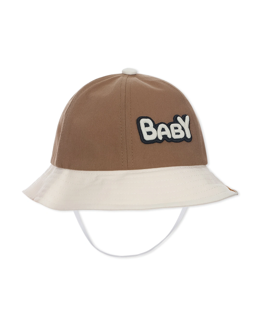 Nón vành cho bé TOP KIDS thêu baby màu da - nâu đậm 3