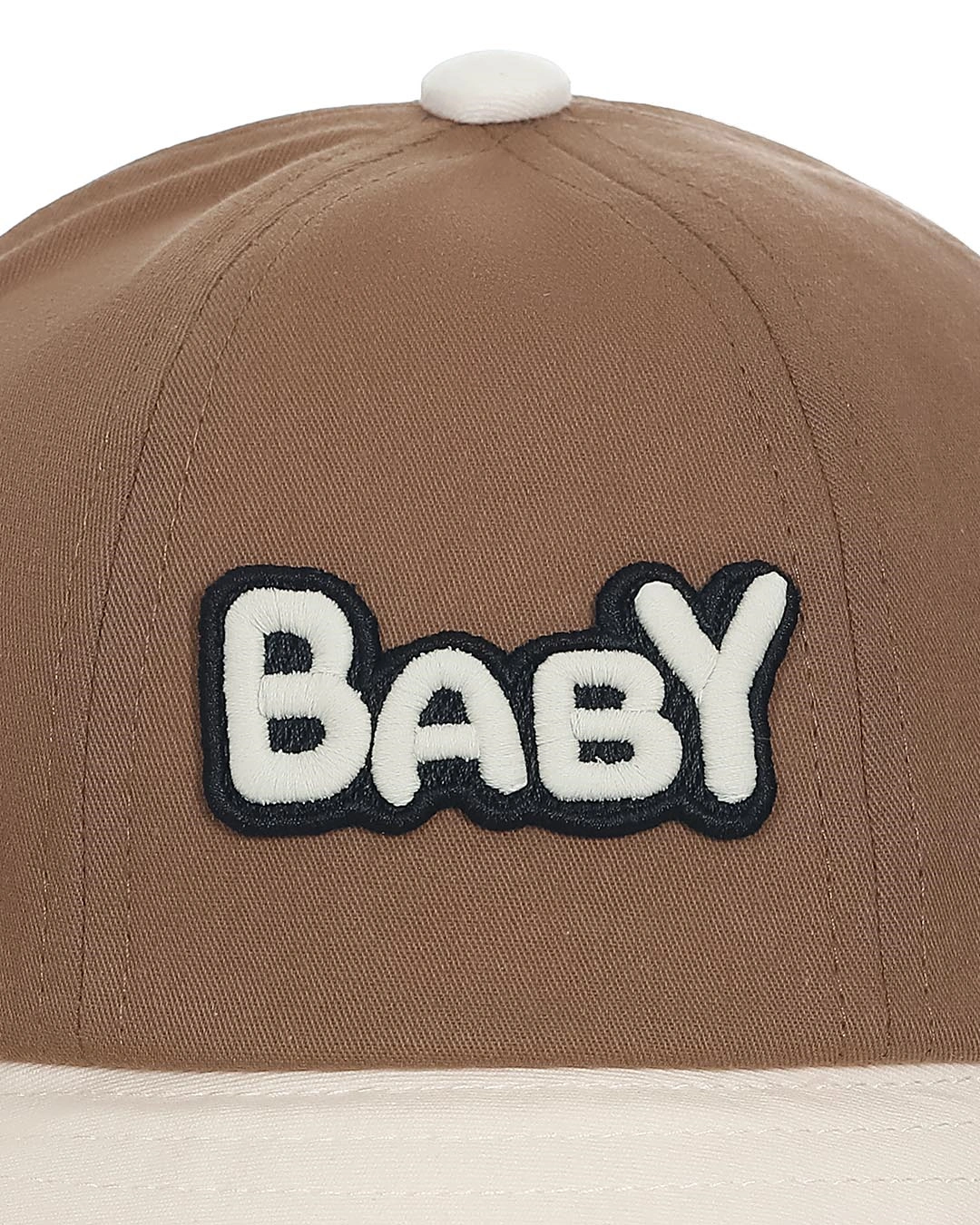 Nón vành cho bé TOP KIDS thêu baby màu da - nâu đậm 5