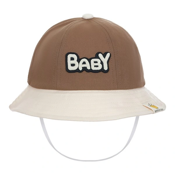 Nón vành cho bé TOP KIDS thêu baby màu da - nâu đậm 1