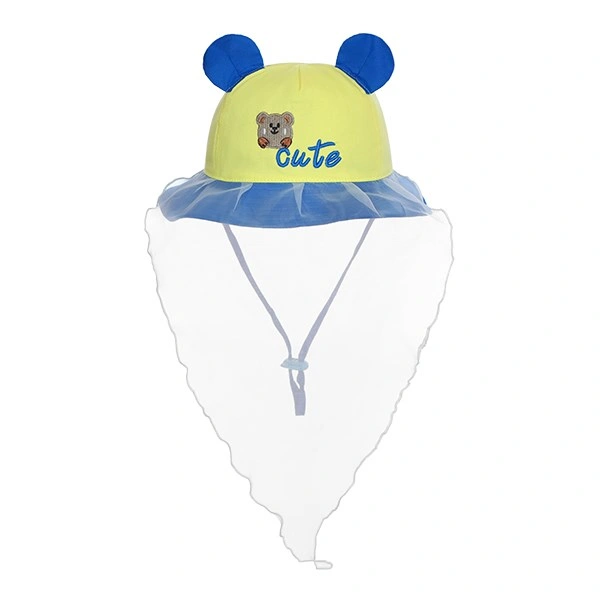 Nón vành cho bé Duy Ngọc thêu gấu cute màu vàng - xanh dương 1
