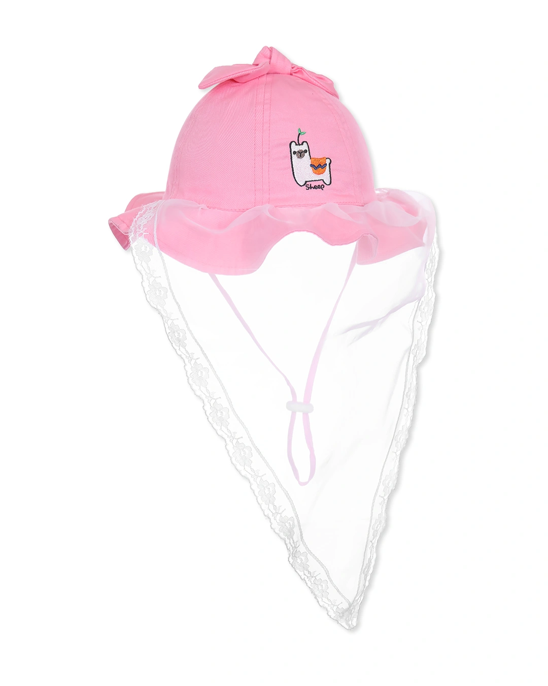 Nón vành cho bé gái Duy Ngọc thêu cừu màu hồng 3