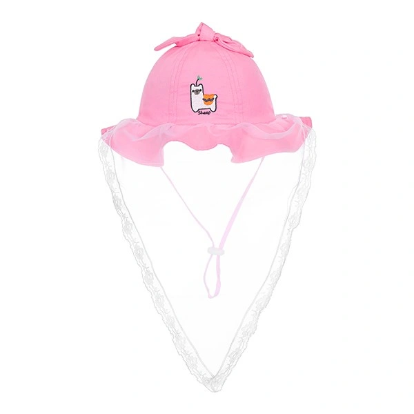 Nón vành cho bé gái Duy Ngọc thêu cừu màu hồng 1