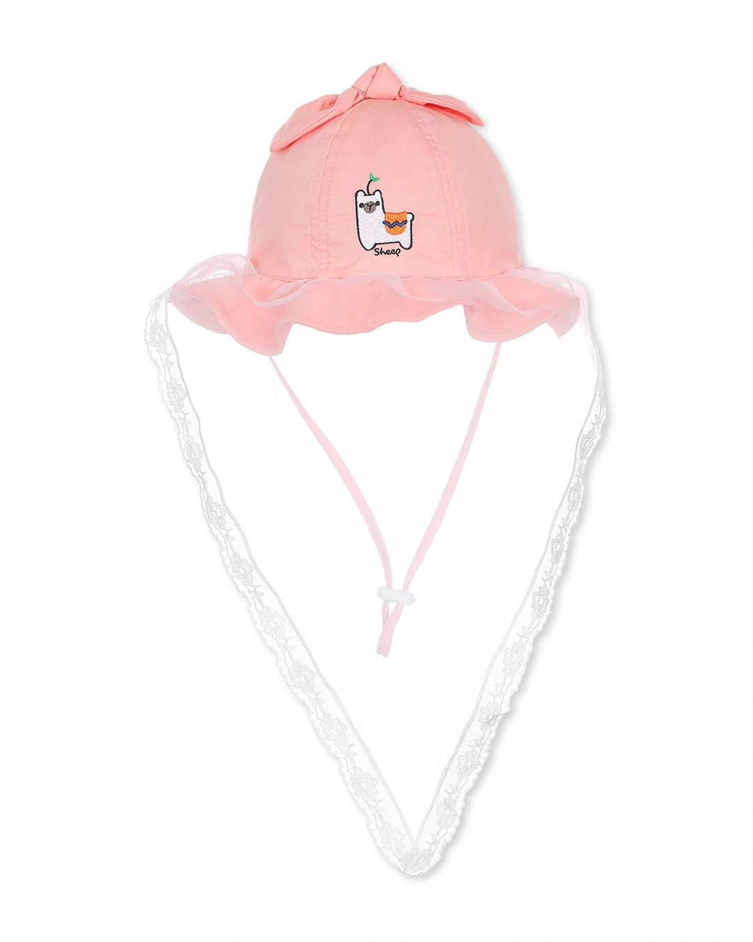 Nón vành cho bé gái Duy Ngọc thêu cừu màu hồng 14