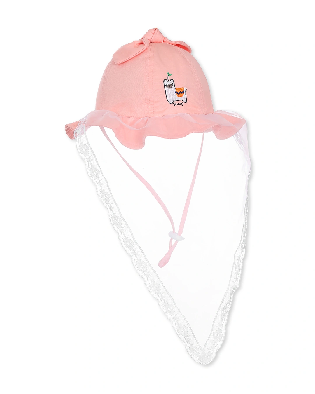 Nón vành cho bé gái Duy Ngọc thêu cừu màu hồng 15