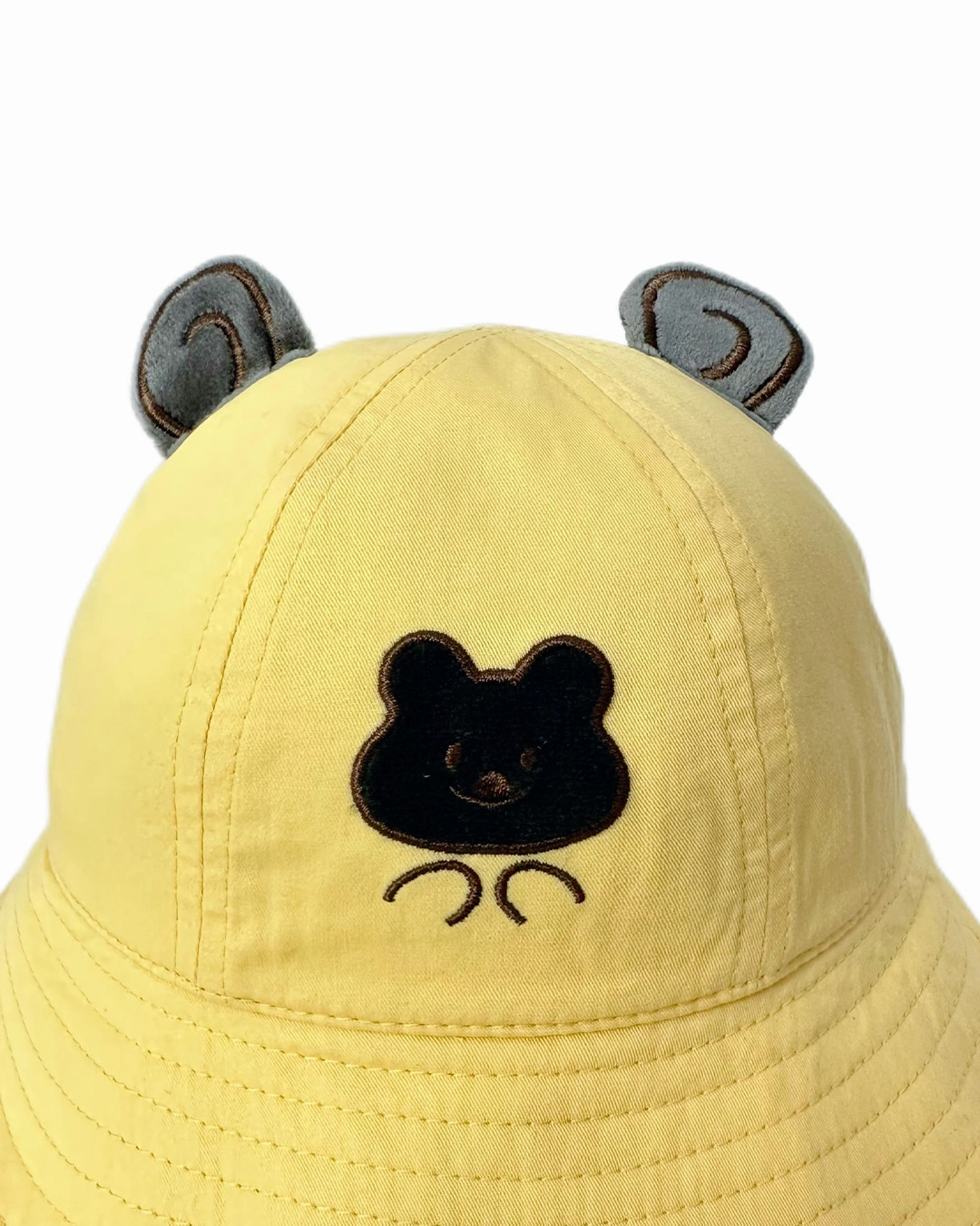 Nón vành cho bé Duy Ngọc thêu gấu đen màu vàng 5