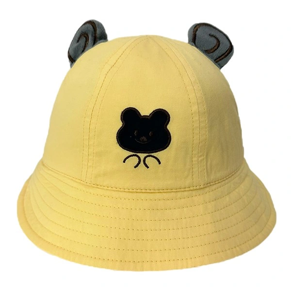 Nón vành cho bé Duy Ngọc thêu gấu đen màu vàng 1
