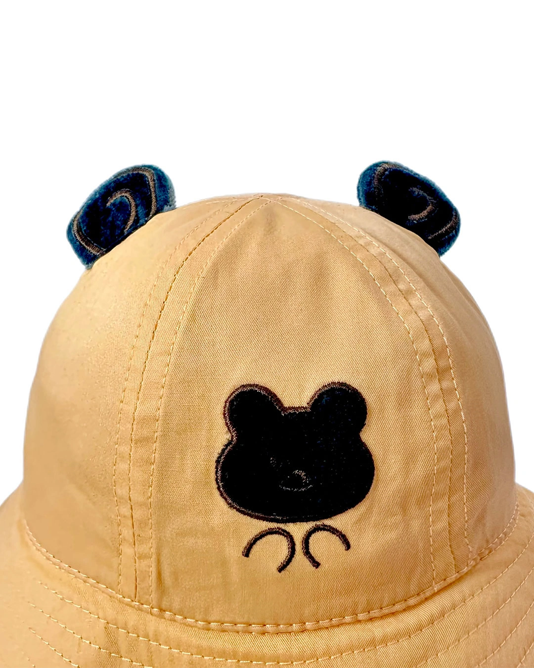 Nón vành cho bé Duy Ngọc thêu gấu đen màu vàng 14