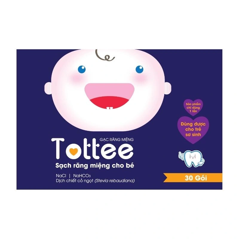 Gạc răng miệng cho bé Tottee hộp 30 gói (từ 0 tháng) 2