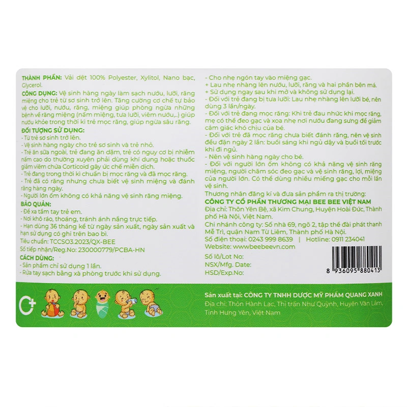 Gạc rơ lưỡi cho bé Bee Kids hộp 36 gói (từ 0 tháng) 11