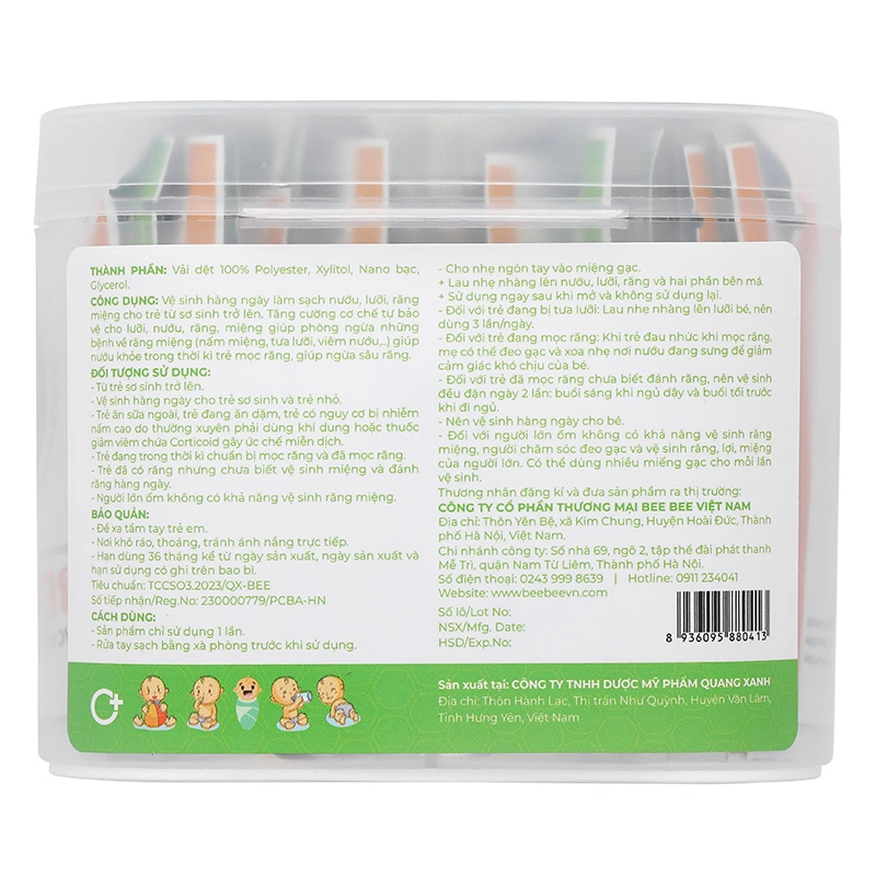 Gạc rơ lưỡi cho bé Bee Kids hộp 36 gói (từ 0 tháng) 5