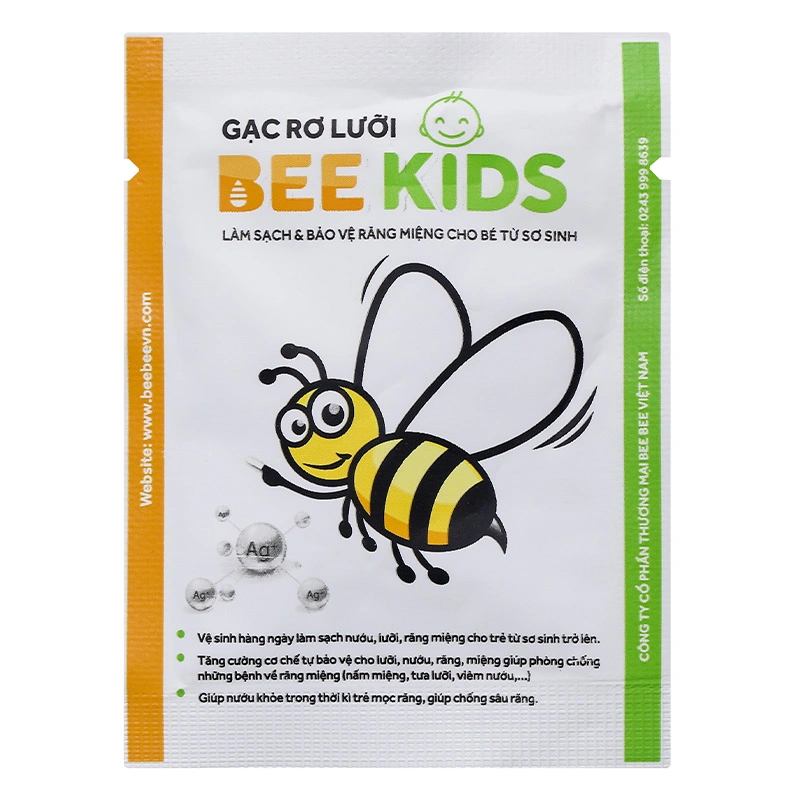 Gạc rơ lưỡi cho bé Bee Kids hộp 36 gói (từ 0 tháng) 8