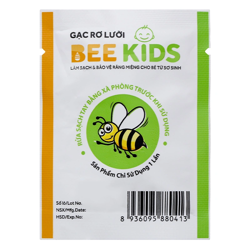 Gạc rơ lưỡi cho bé Bee Kids hộp 36 gói (từ 0 tháng) 9