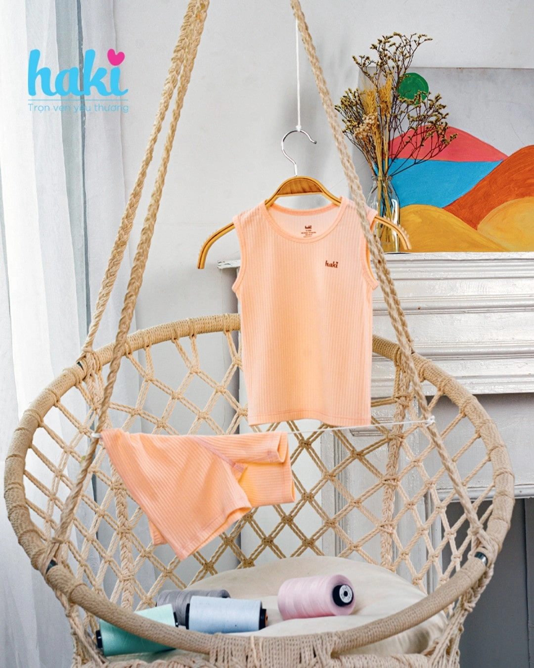 Bộ sát nách bé gái Haki BM005 màu vàng 6