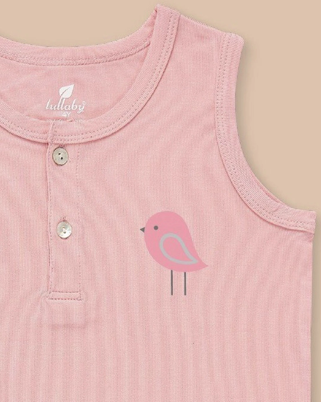 Bộ sát nách bé gái Lullaby NH111V màu hồng nhạt 3