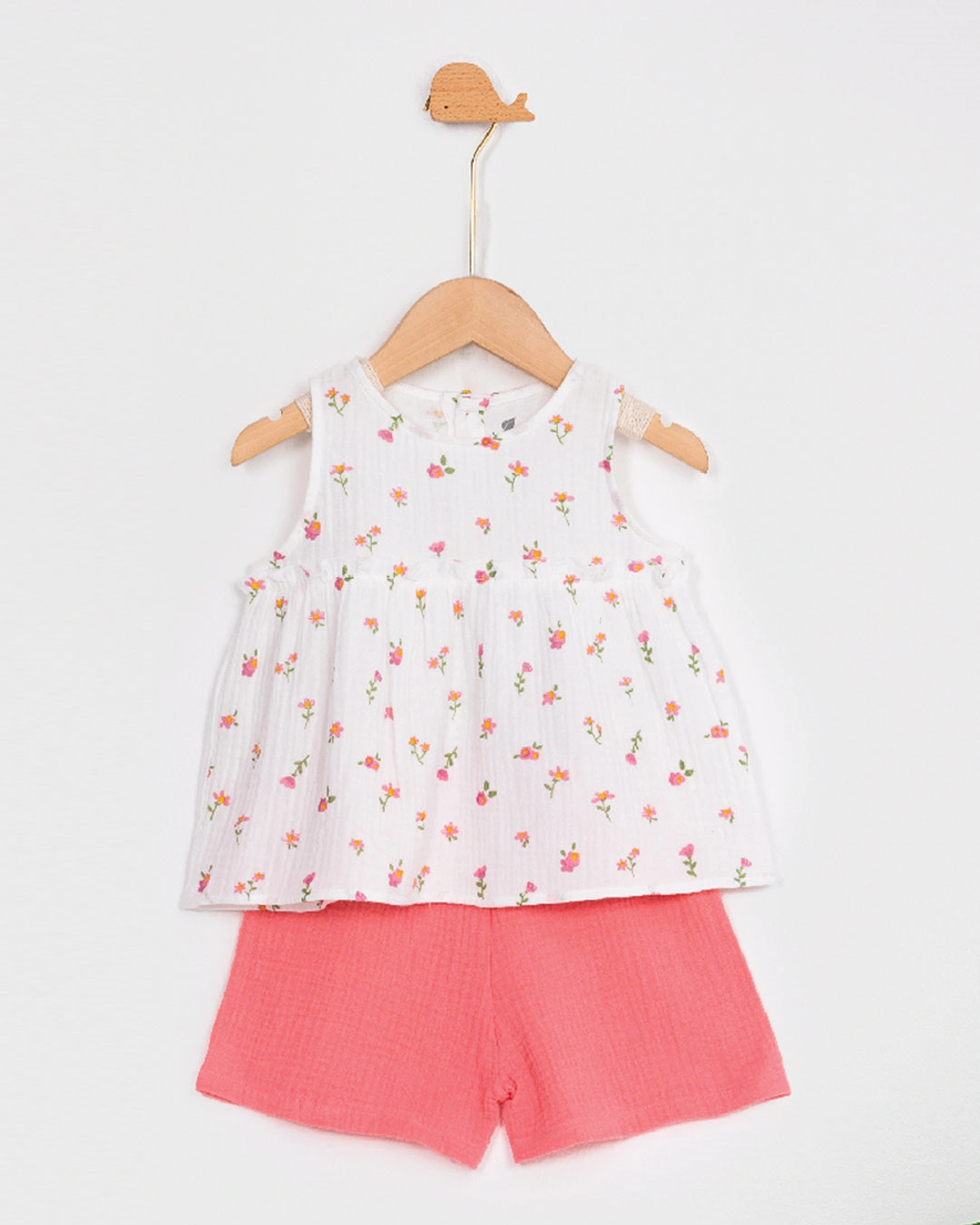 Bộ sát nách bé gái Lullaby NH176V màu trắng - hồng 2