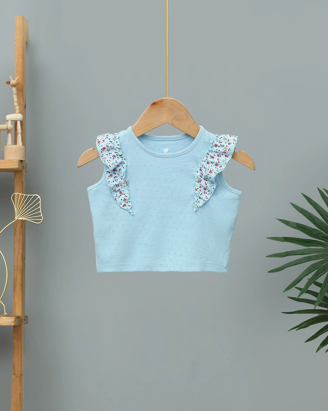 Bộ sát nách bé gái Lullaby NH286V màu xanh dương 2