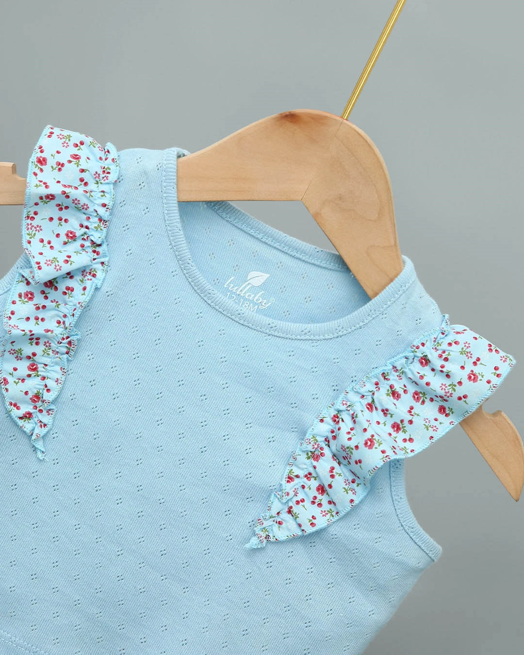 Bộ sát nách bé gái Lullaby NH286V màu xanh dương 4