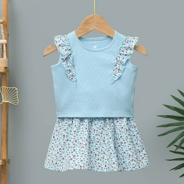 Bộ bé gái Lullaby cotton xanh dương
