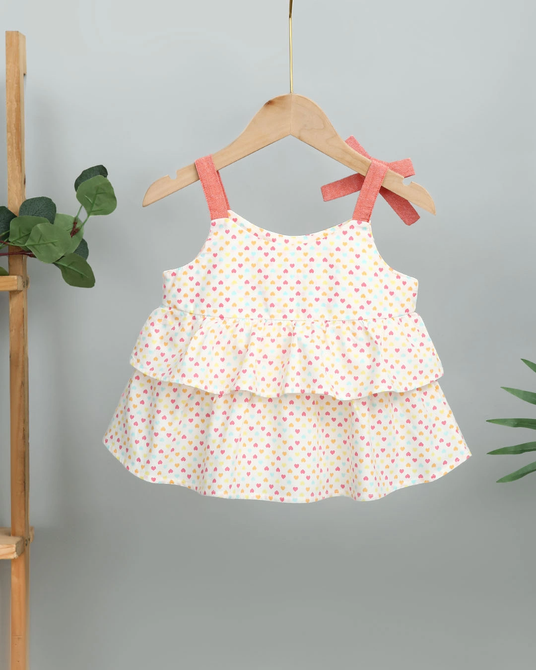 Bộ sát nách bé gái Lullaby NH287V màu trắng - cam 3