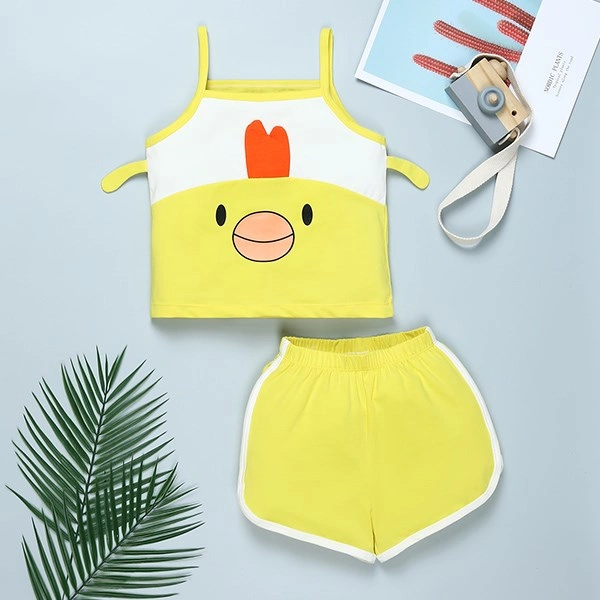 Bộ bé gái Pony Kids cotton trắng - vàng