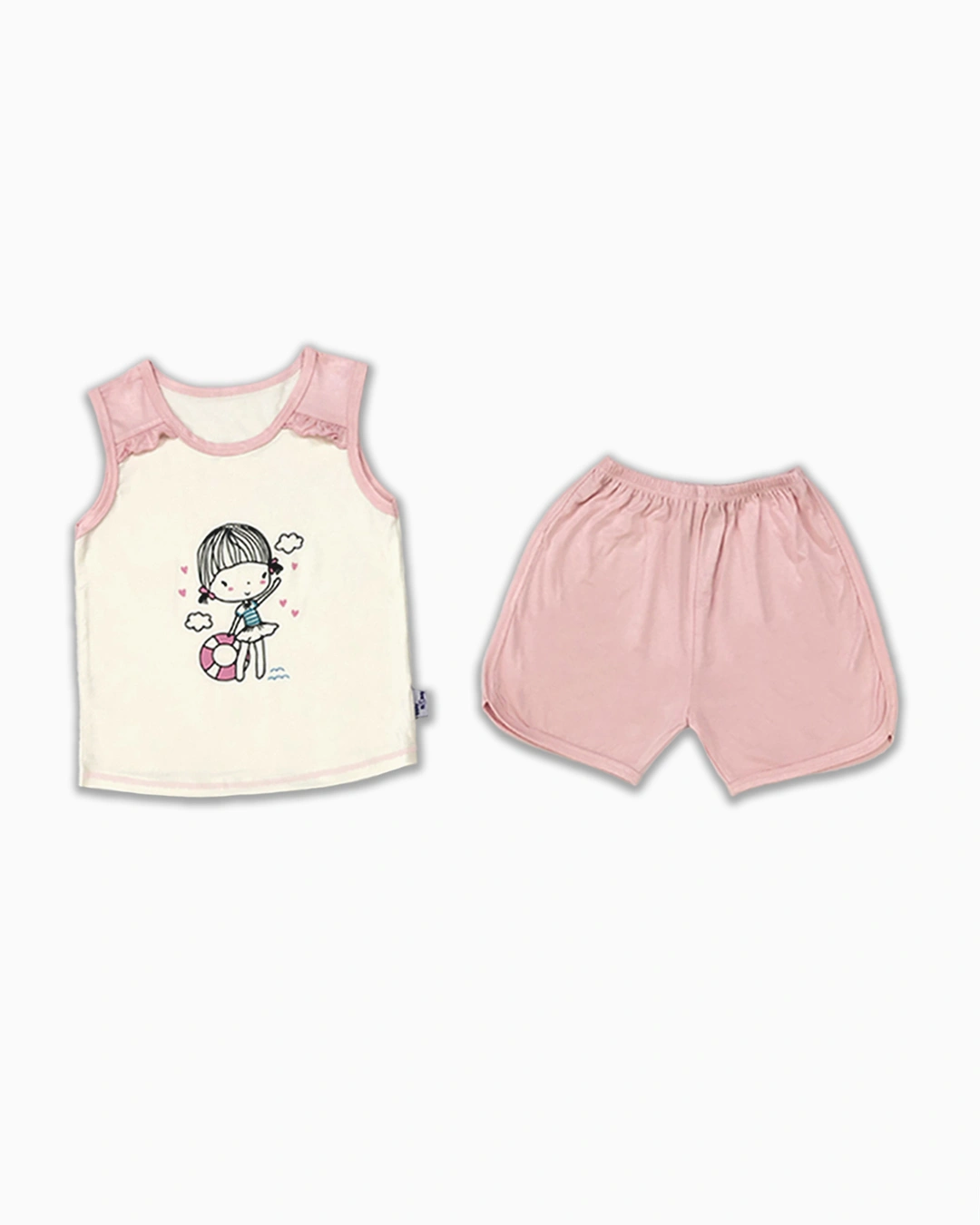 Bộ sát nách bé gái BabyMommy màu trắng - xanh mint 7
