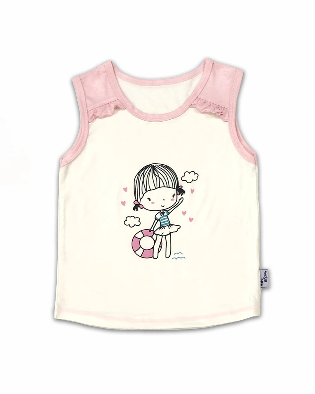 Bộ sát nách bé gái BabyMommy màu trắng - xanh mint 8