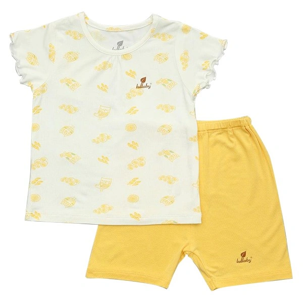Bộ tay ngắn bé gái Lullaby NH689P màu trắng - hồng 3