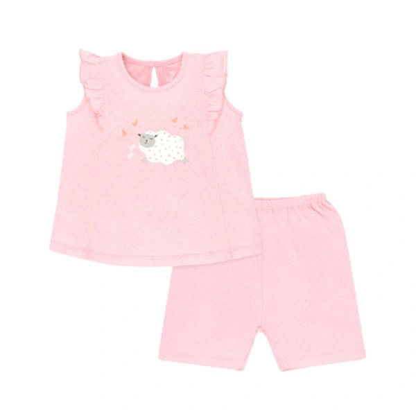 Bộ tay ngắn bé gái Lullaby NH324M màu trắng - hồng 3
