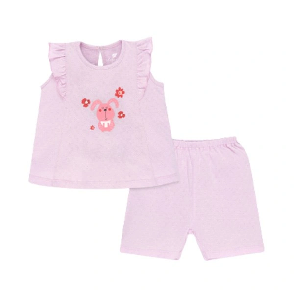 Bộ tay ngắn bé gái Lullaby NH324M màu trắng - hồng 5