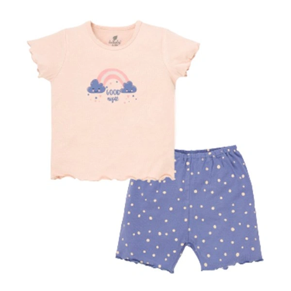 Bộ tay ngắn bé gái Lullaby NH311M màu hồng đậm - be 3