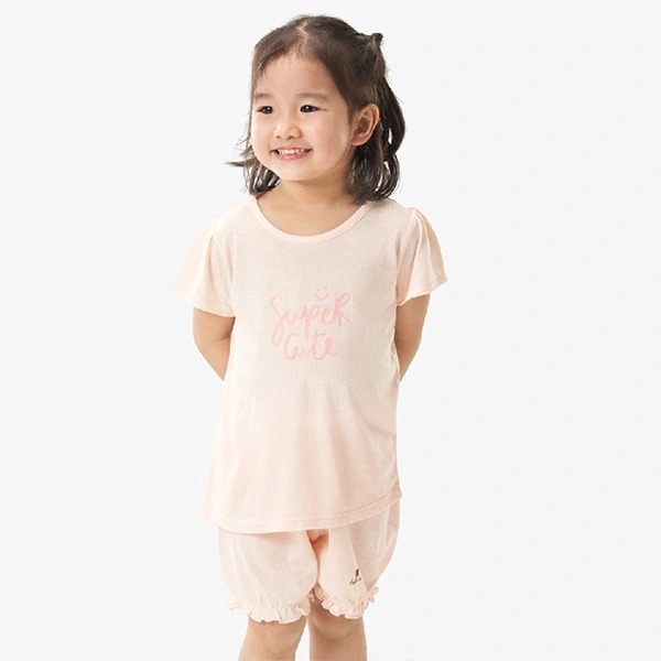 Bộ tay ngắn bé gái Lullaby NH140V màu hồng nhạt 1