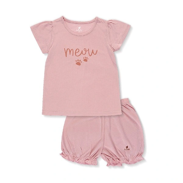 Bộ tay ngắn bé gái Lullaby NH140V màu hồng đậm 1