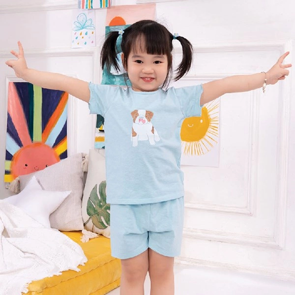 Bộ tay ngắn bé gái Lullaby NH158V màu xanh dương 1