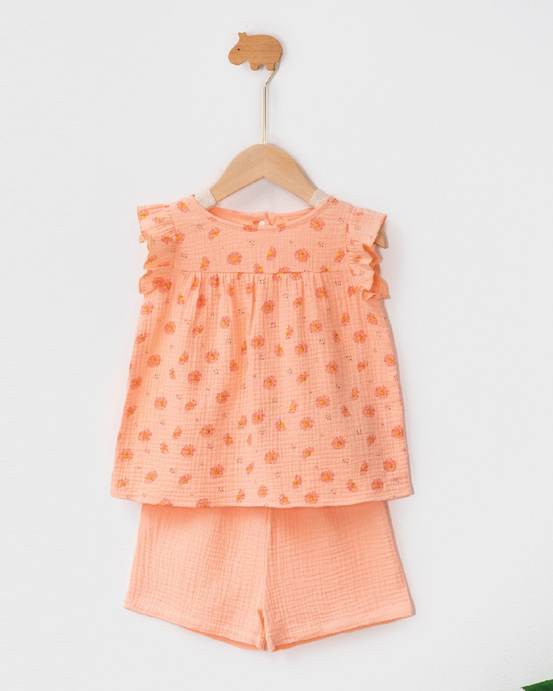 Bộ tay ngắn bé gái Lullaby NH174V màu hồng cam 2