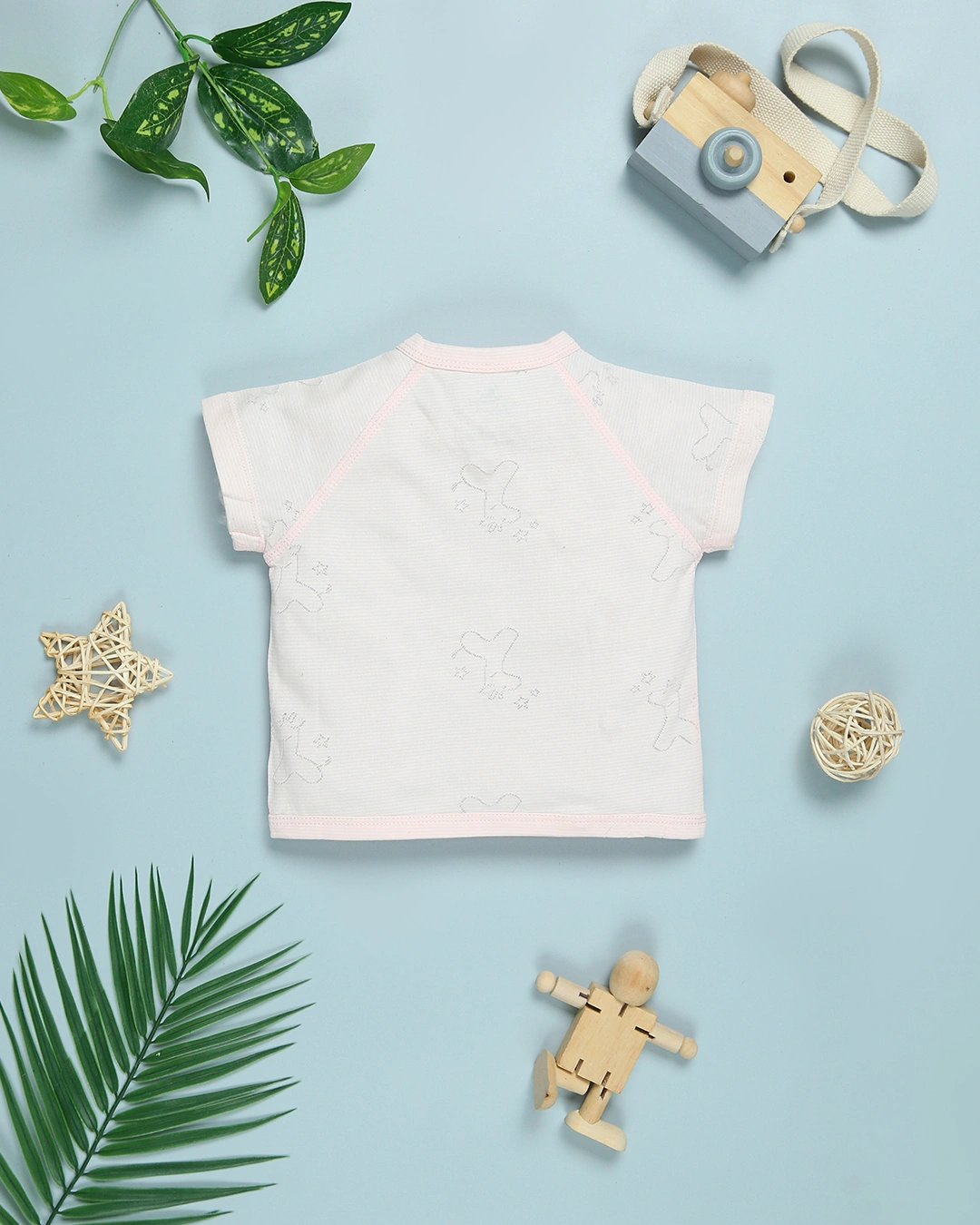 Bộ tay ngắn bé gái Pony Kids cài chéo in gấu màu hồng 3