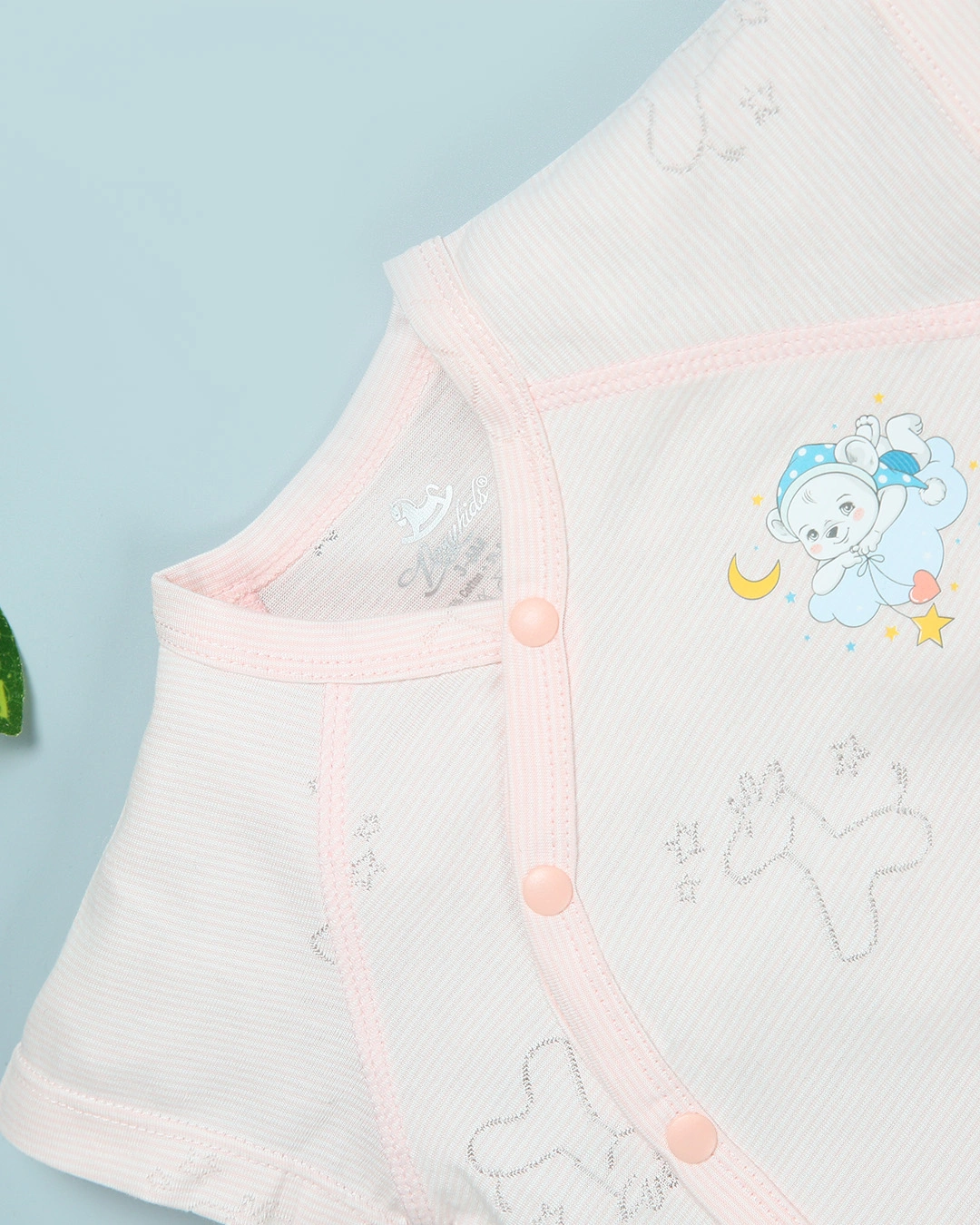 Bộ tay ngắn bé gái Pony Kids cài chéo in gấu màu hồng 4