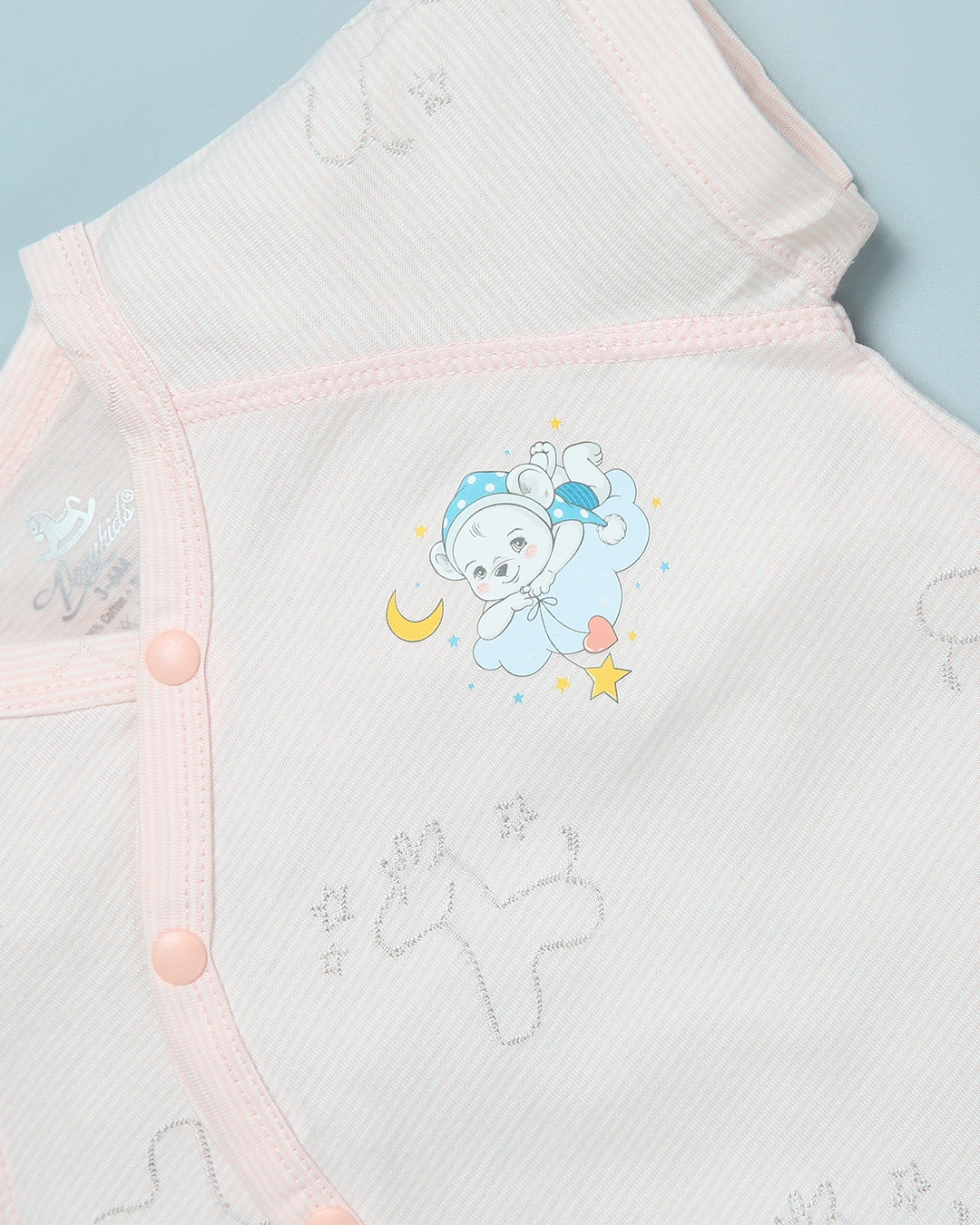 Bộ tay ngắn bé gái Pony Kids cài chéo in gấu màu hồng 6