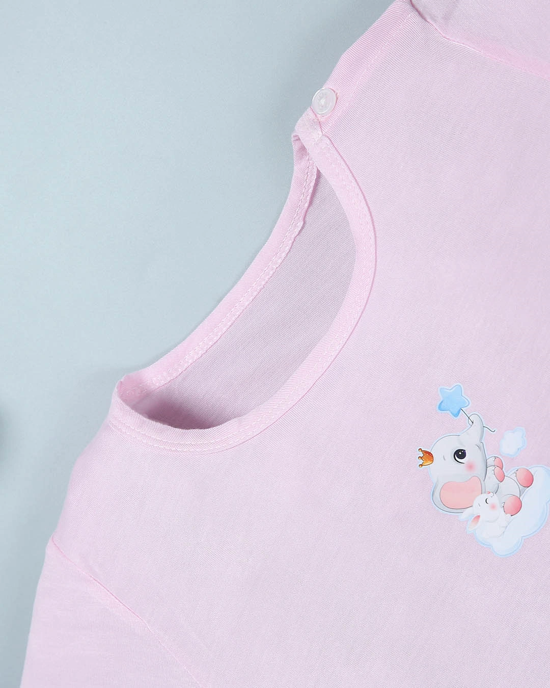 Bộ tay ngắn bé gái IQ Baby in voi màu hồng 4