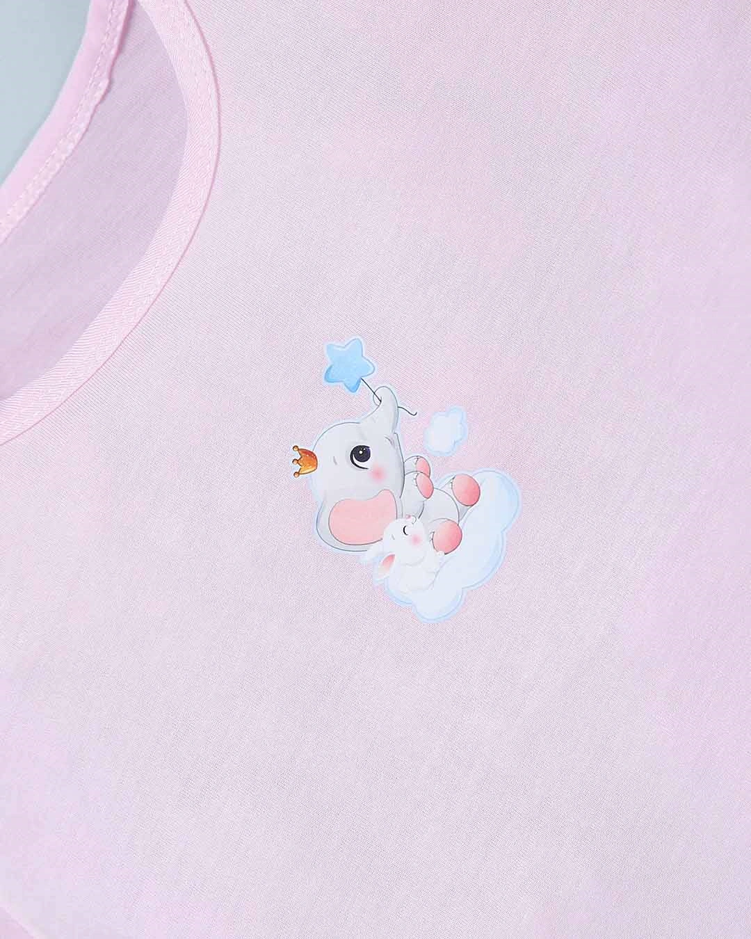 Bộ tay ngắn bé gái IQ Baby in voi màu hồng 6