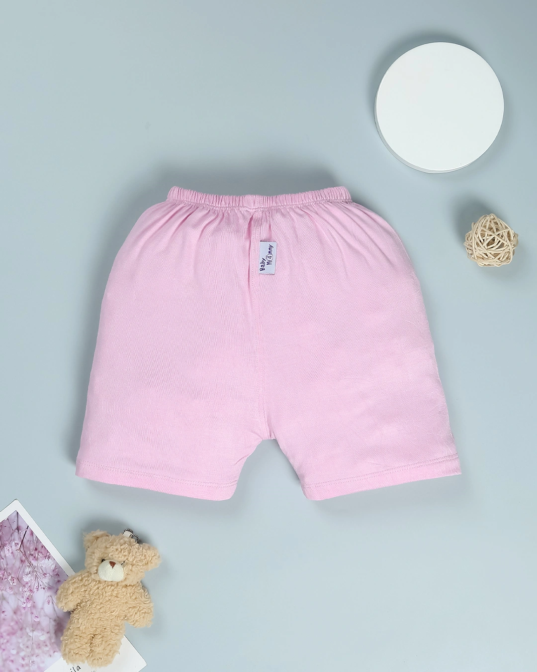 Bộ tay ngắn bé gái BabyMommy cài vai in chuột màu trắng - hồng 9