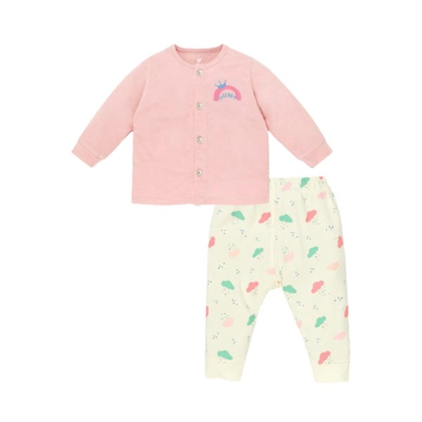 Bộ tay dài bé gái Lullaby NH309M màu hồng - be 1