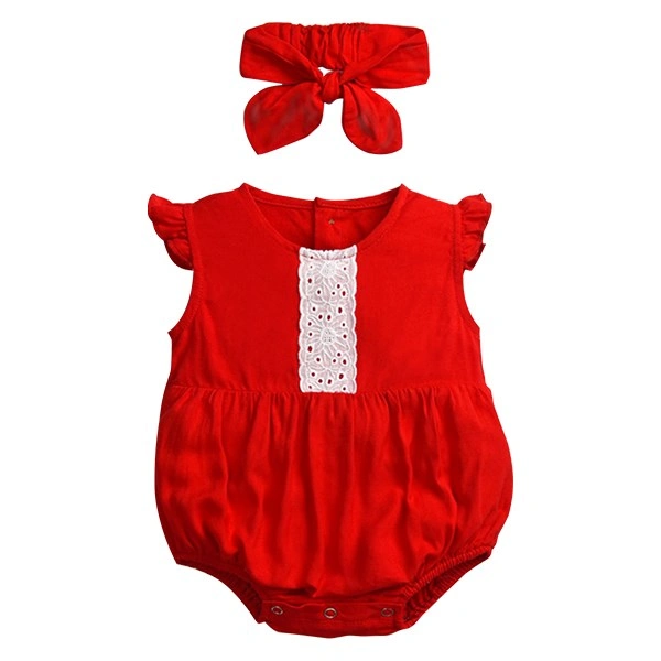 Romper bé gái Haki màu đỏ 1