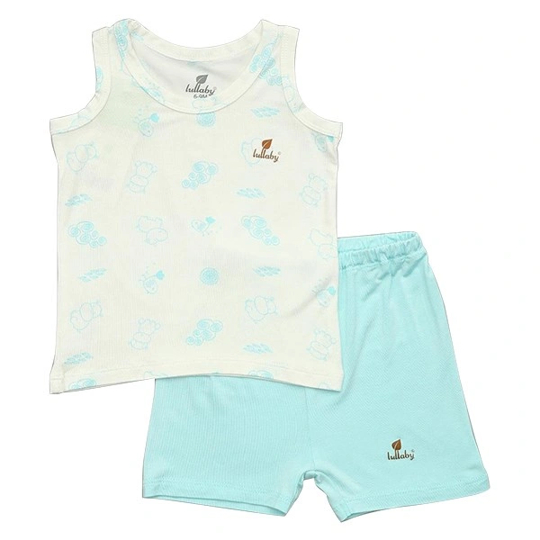 Bộ sát nách bé trai Lullaby NH691P màu trắng - xanh 1