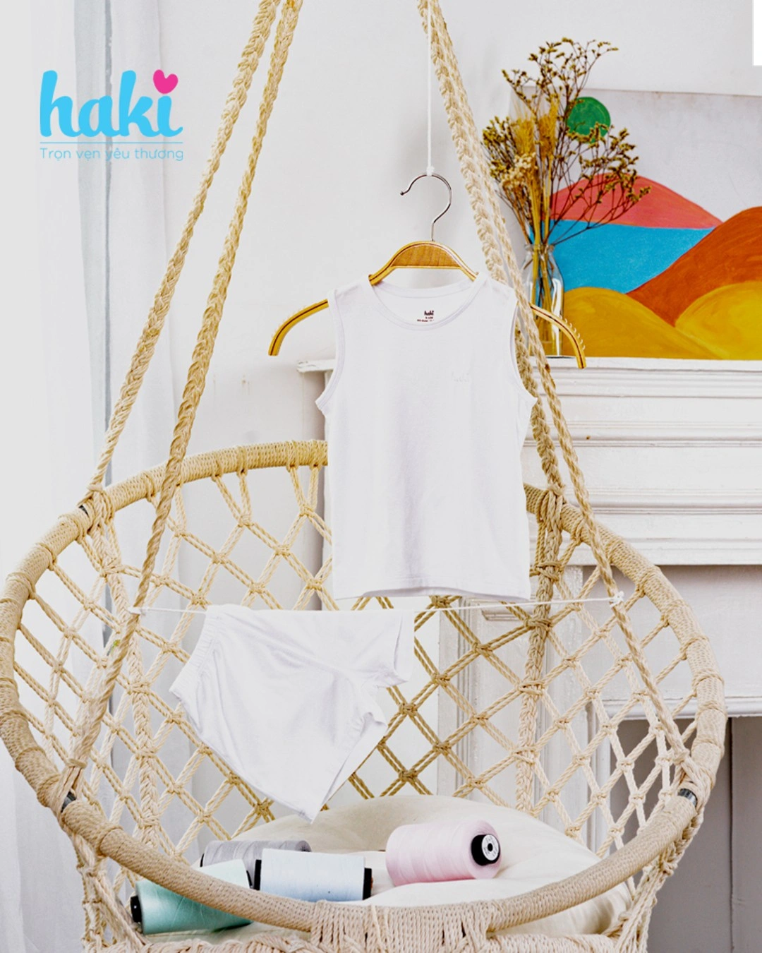 Bộ sát nách bé trai Haki BM005 màu trắng 2