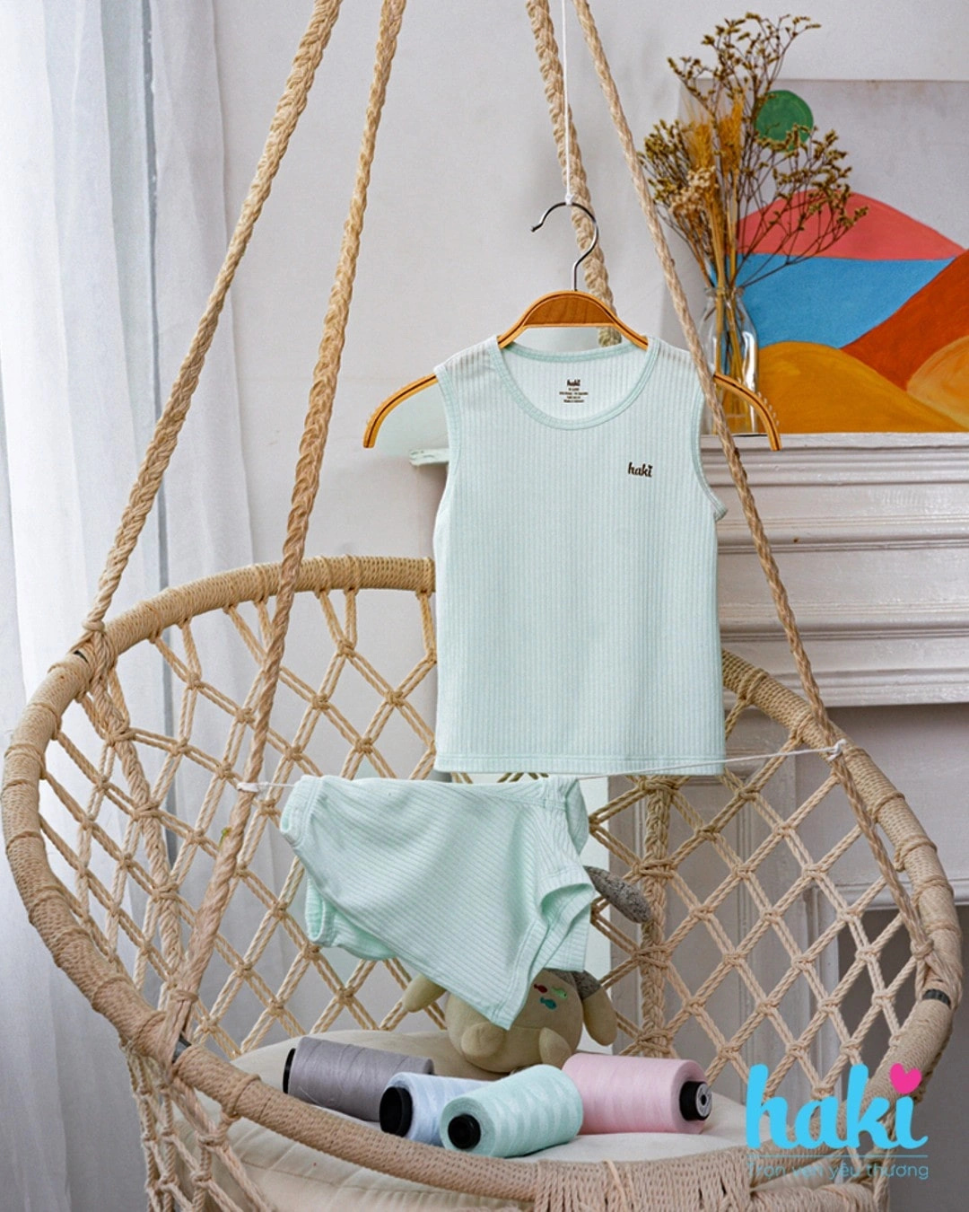 Bộ sát nách bé trai Haki BM005 màu trắng 6