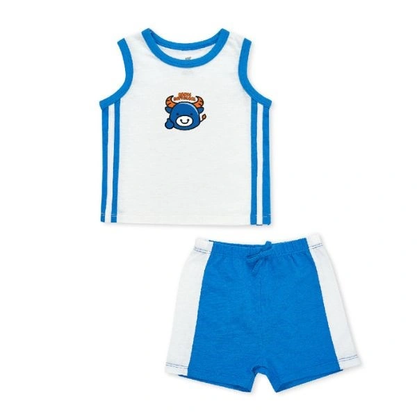 Bộ sát nách bé trai Lullaby HNB304M in chữ và hình màu trắng - xanh dương 1