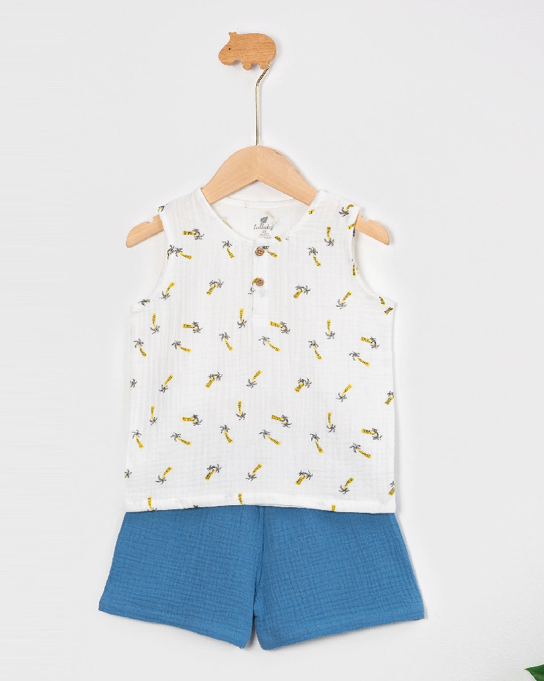 Bộ sát nách bé trai Lullaby NH175V màu trắng - xanh 2