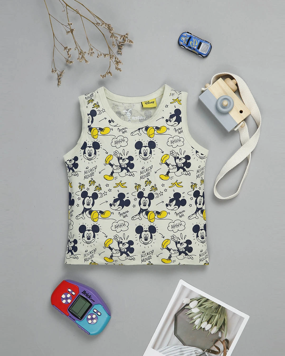 Bộ sát nách bé trai Rabity 5.710 màu be - đen 2